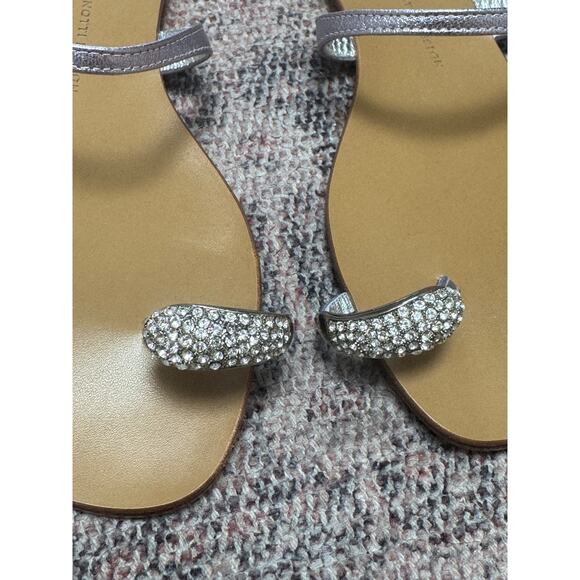 Giuseppe Zanotti Swarovski Crystal-Embellished Toe Ring Metallic Leather Sandals - Picture 2 of 6